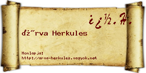 Árva Herkules névjegykártya